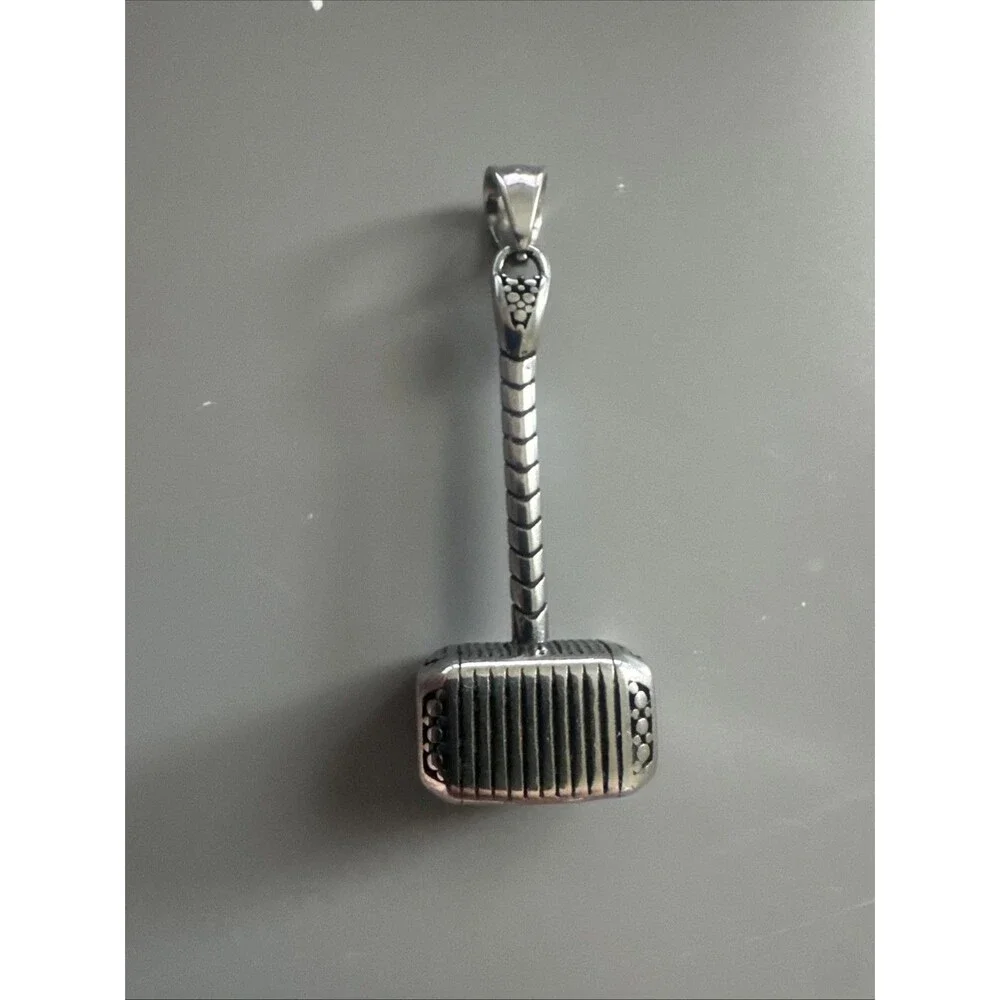 Stainless Steel Hammer Pendant 24 Inch Chain Viking Vintage Gift Men’s